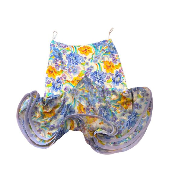 Manzoni Couture Dresses & Skirts - Manzoni Couture 100% Silk Ruffle Hem Floral Top